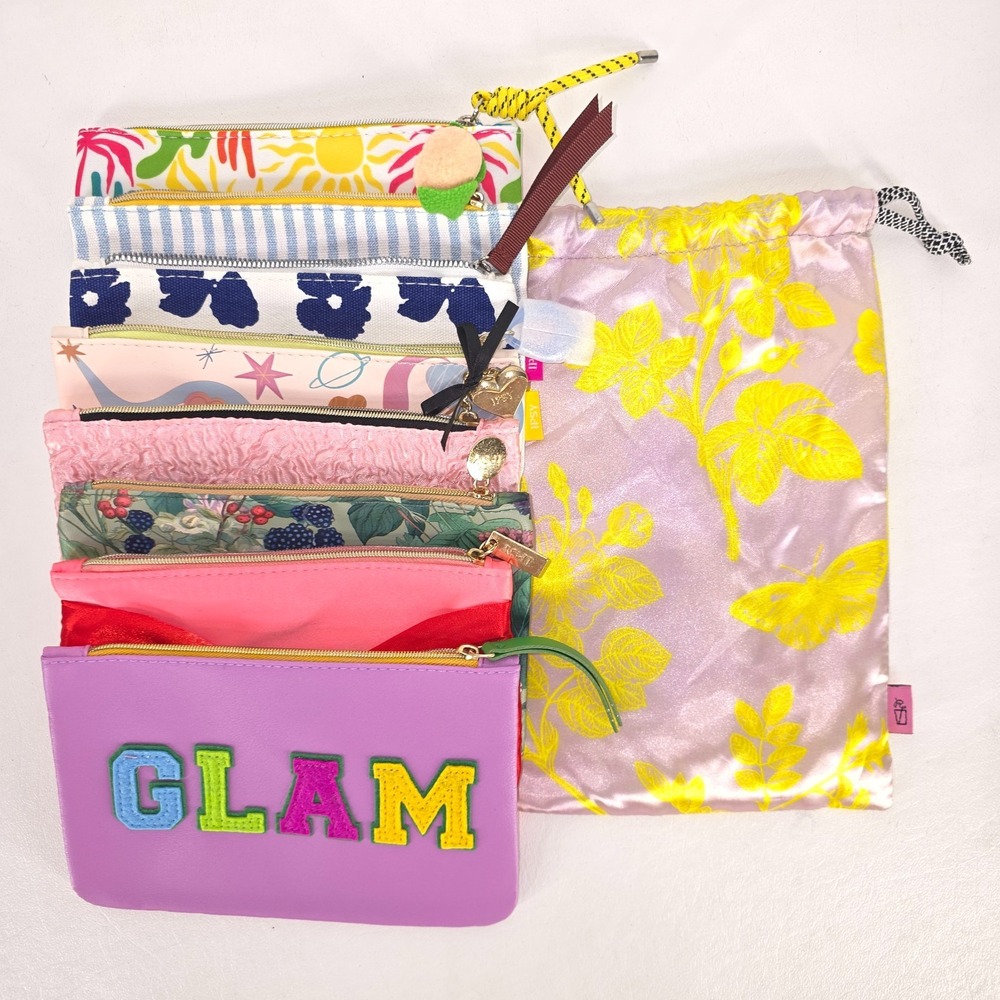 8 IPSY Makeup Bags Cosmetic Pouches Travel Glam Boho Zipper Assorted Floral